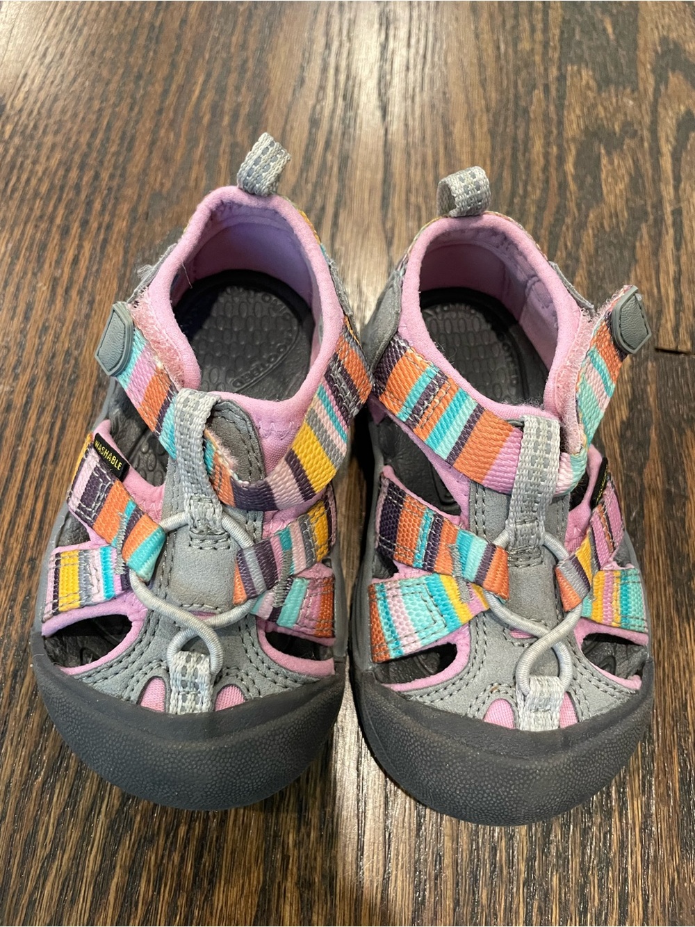 Keen Kids Gray Sandals with Pink & Multicolor Straps - Picture 4 of 7